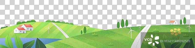 农村乡村振兴横版底部插画免抠元素图片素材