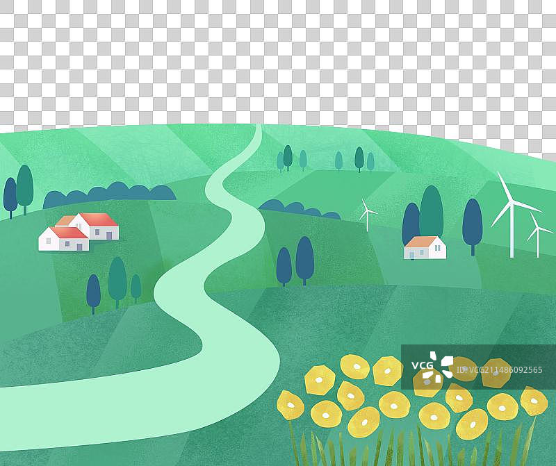 草坪绿地绿色环境风景背景插画免抠元素图片素材