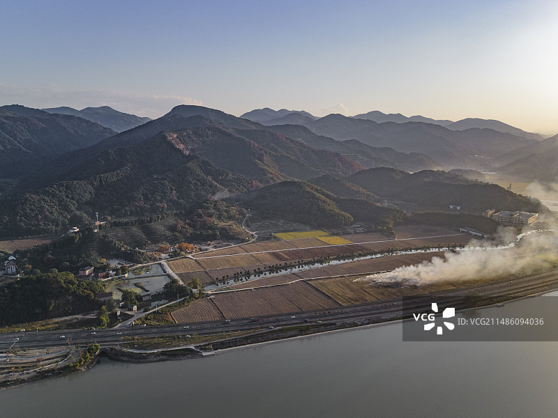 富春江航拍图片素材