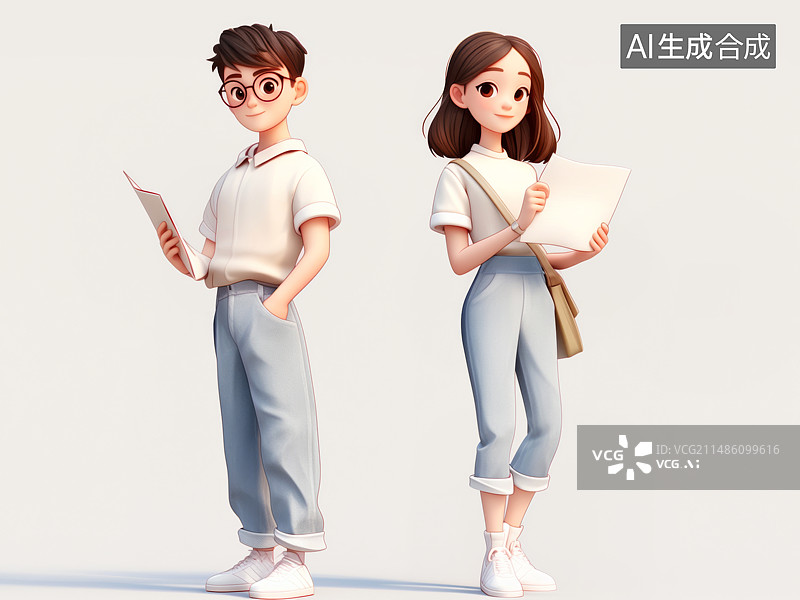 【AI数字艺术】大学生求职卡通插画图片素材