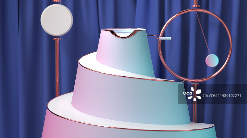 电商旋转产品展台清新多彩三维创意背景图片素材