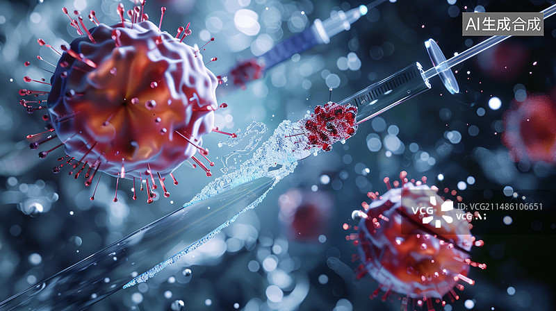 【AI数字艺术】纳米技术注射修复受损细胞，医疗美容与护肤概念的创新方法图片素材