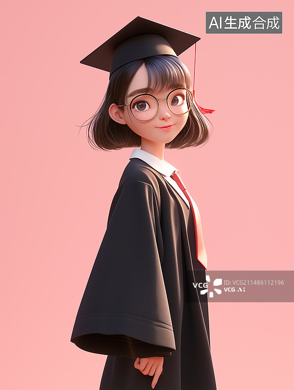 【AI数字艺术】3D风格人物，毕业大学生图片素材