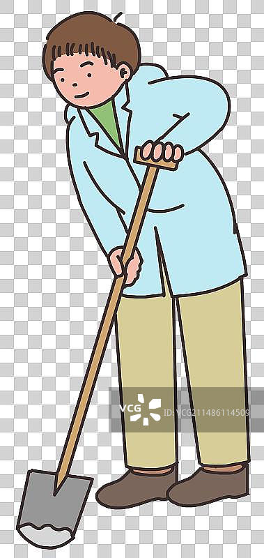 春天春季户外体验生活种植挖土挖地种树生态环境保护卡通小人工具铁铲插画图片素材