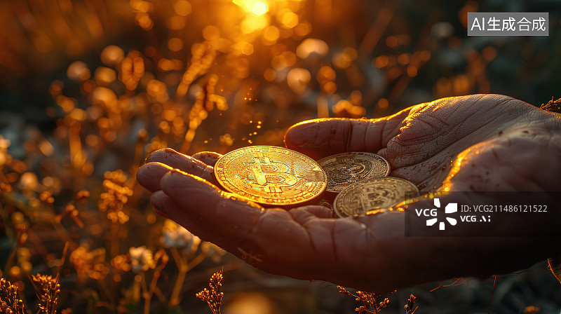 【AI数字艺术】手持硬币的人的一只不规则的手图片素材