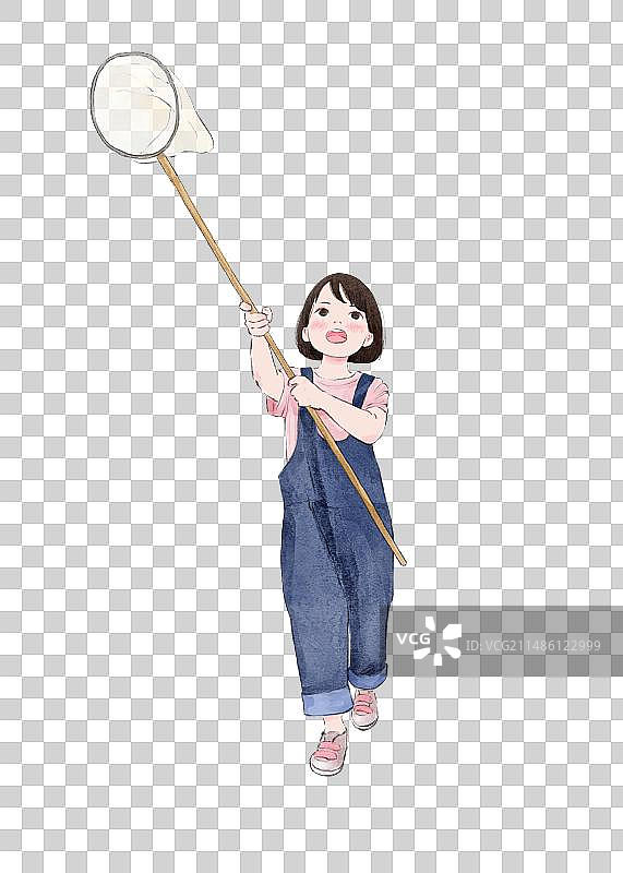 抓蝴蝶的小姑娘图片素材