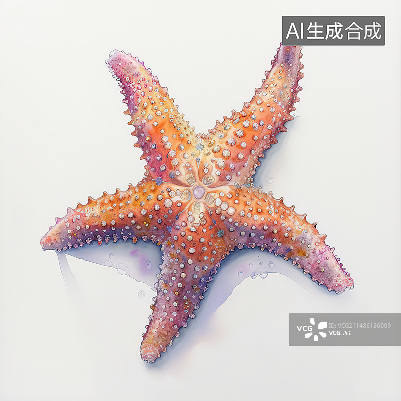 【AI数字艺术】白色背景下海星的高角度视图图片素材