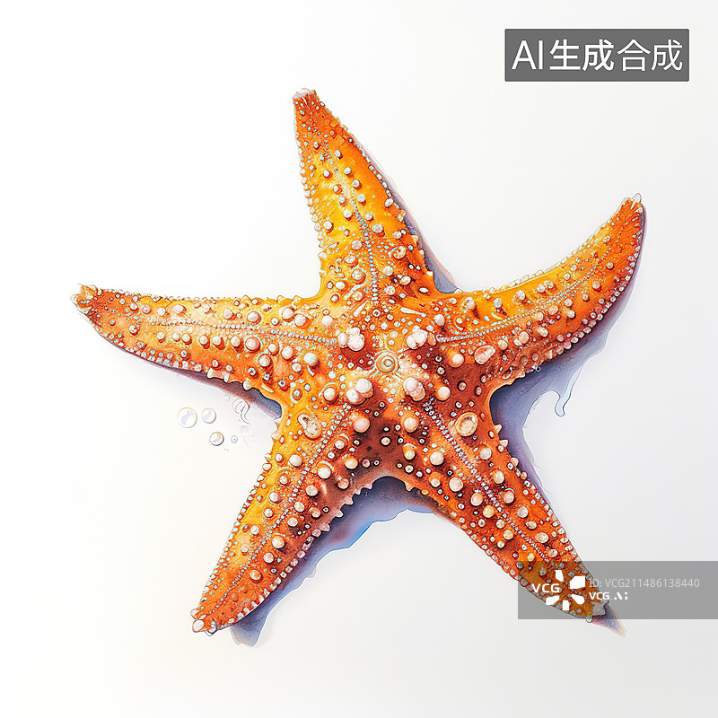 【AI数字艺术】白色背景下海星的特写镜头图片素材