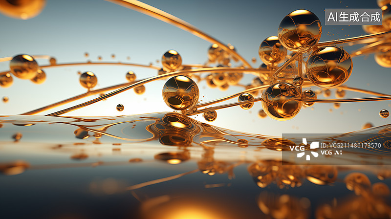 【AI数字艺术】医美，生物科技，美容护肤，SPA，精油，美容，水分子，分子，原子，玻尿酸图片素材