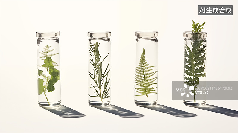 【AI数字艺术】桌子上的精油，医美，生物科技，美容护肤，SPA，精油，美容，有机化学图片素材