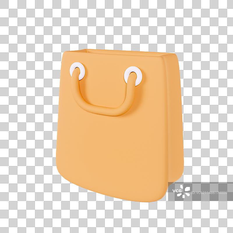 3D渲染的原色纸皮色购物袋电商促销元素图片素材