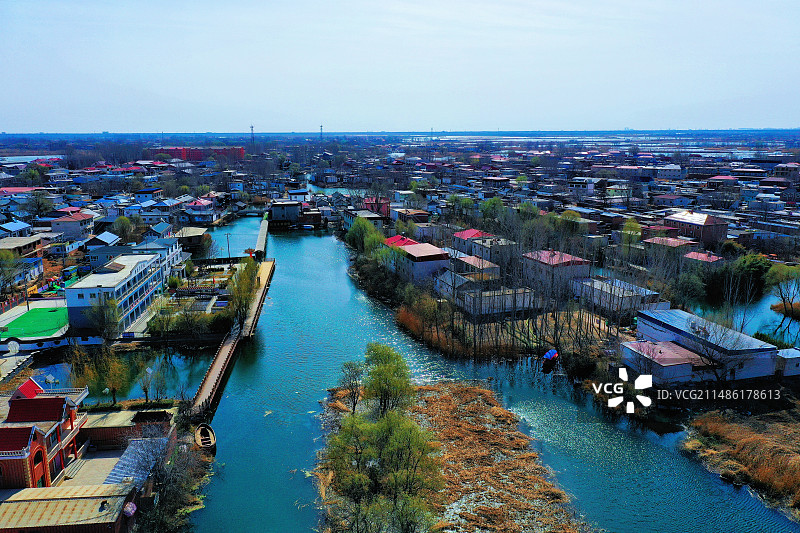 华北明珠白洋淀渔村水镇赵庄子图片素材
