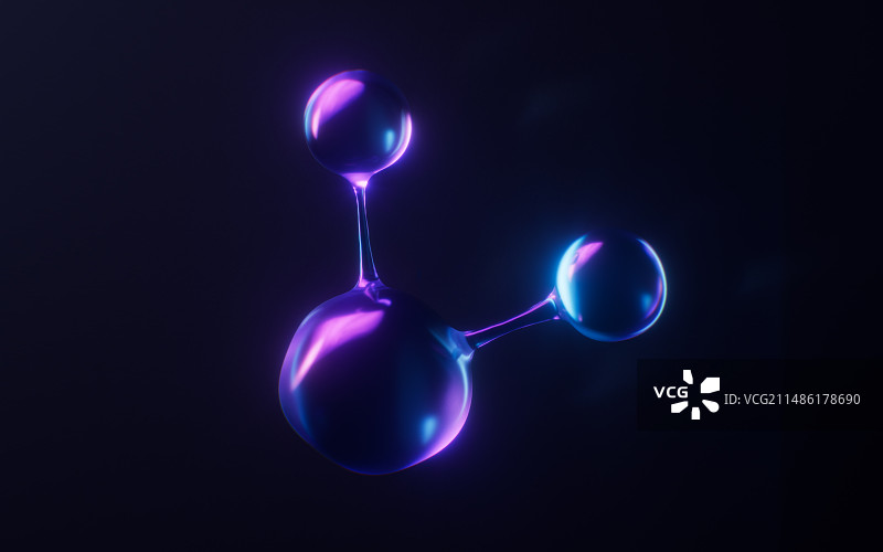 生物科技分子与霓虹灯光效果3D渲染图片素材
