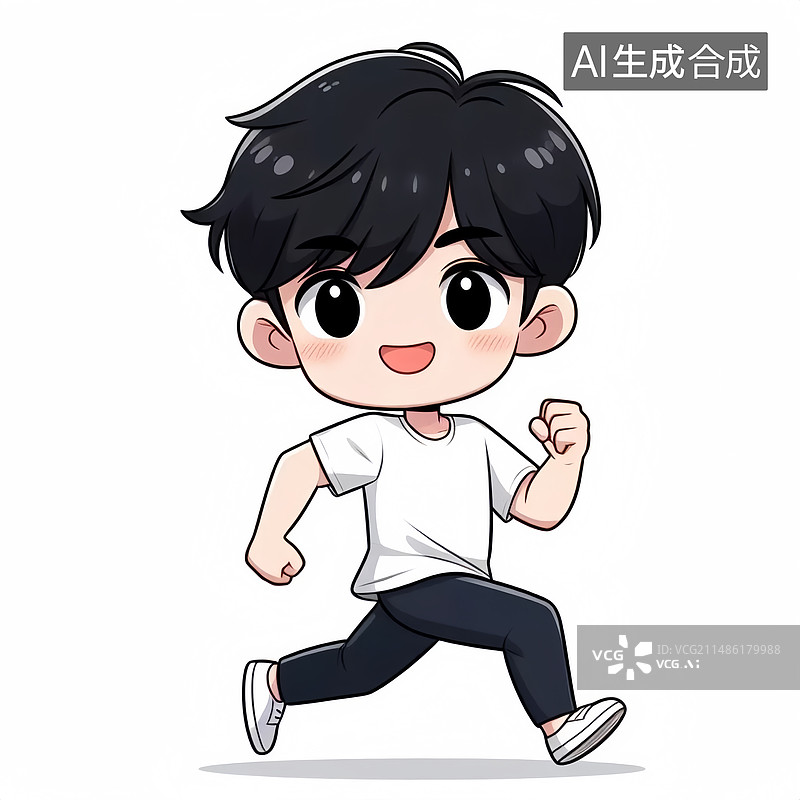 【AI数字艺术】Q版大学生毕业季快乐奔跑跑步运动图片素材