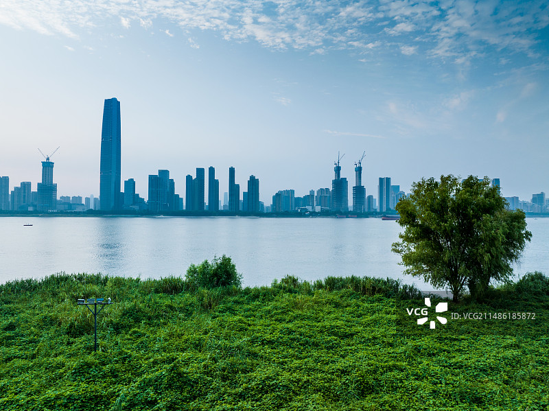 航拍武汉长江与城市风光图片素材