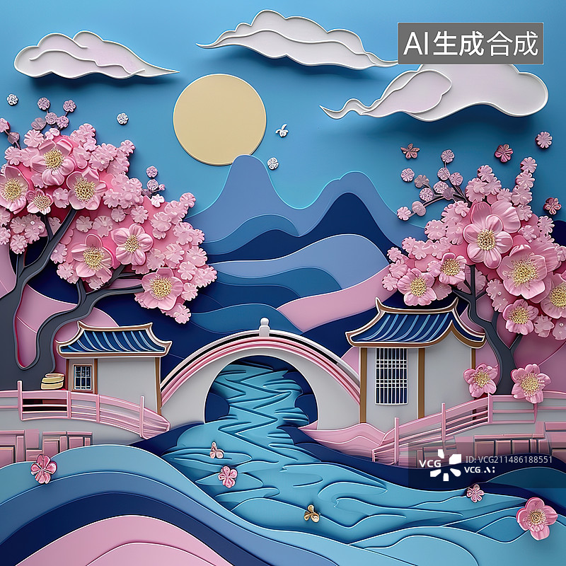 【AI数字艺术】中式传统建筑与传统建筑图片素材