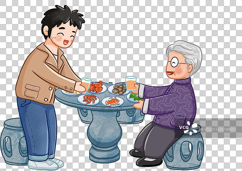 陪老人吃饭敬酒元素图片素材