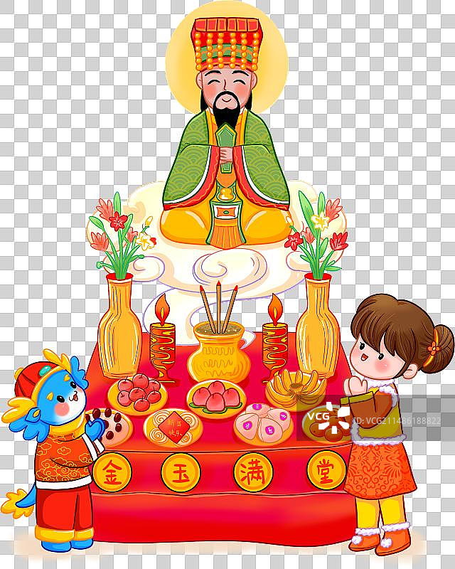 春节习俗-初九拜天公元素图片素材