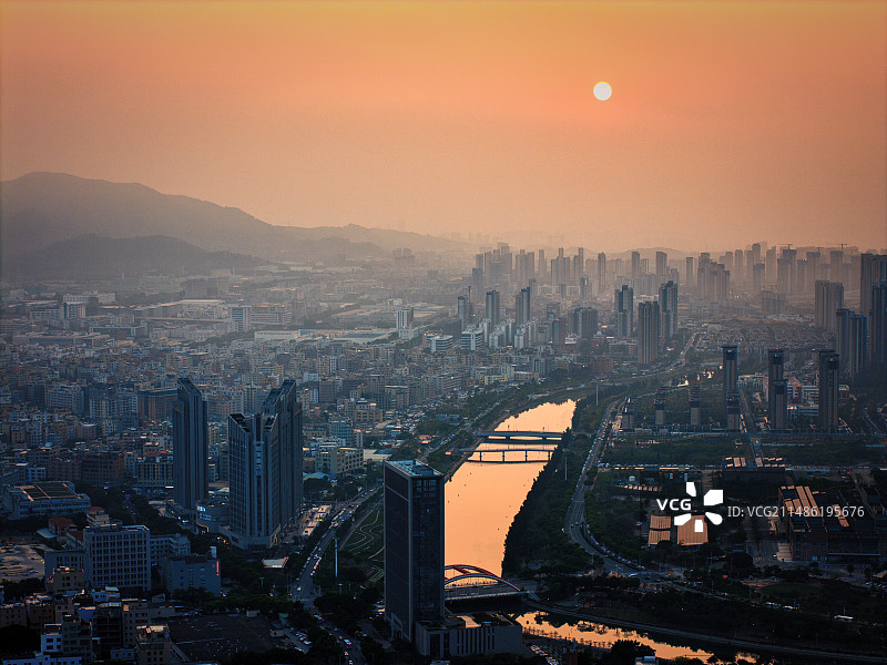 厦门海沧区马銮湾日落黄昏图片素材