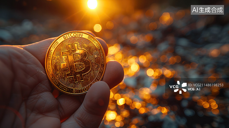 【AI数字艺术】手持硬币的特写镜头图片素材