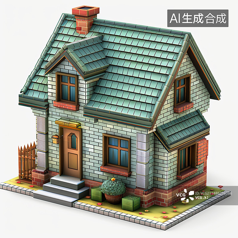 【AI数字艺术】白色背景下的房屋和房子图片素材