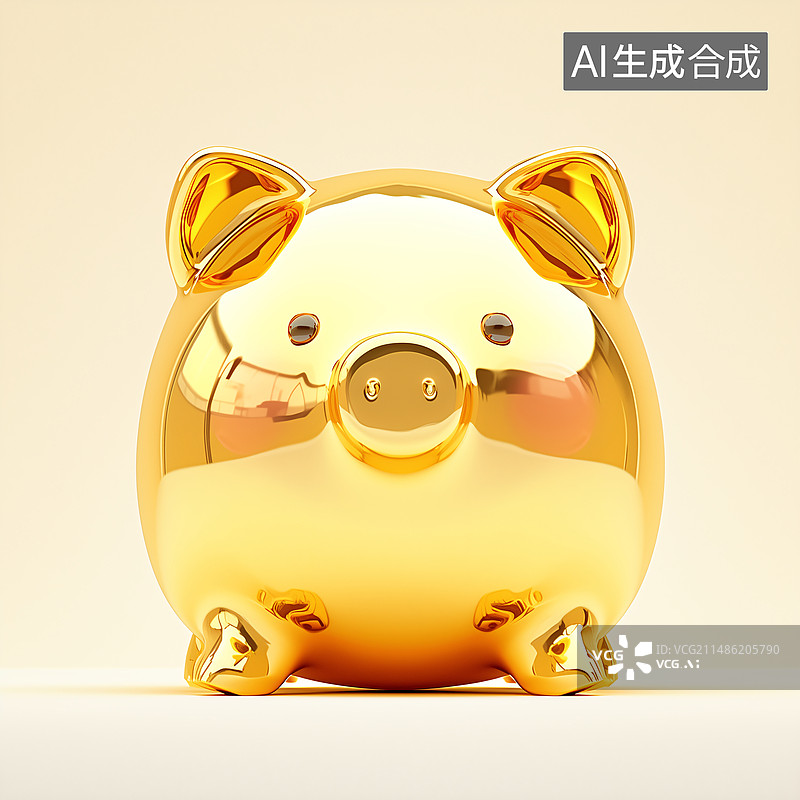 【AI数字艺术】可爱的金猪商务金融3D插画图片素材