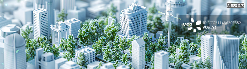 【AI数字艺术】城市现代建筑的低角度透视图片素材