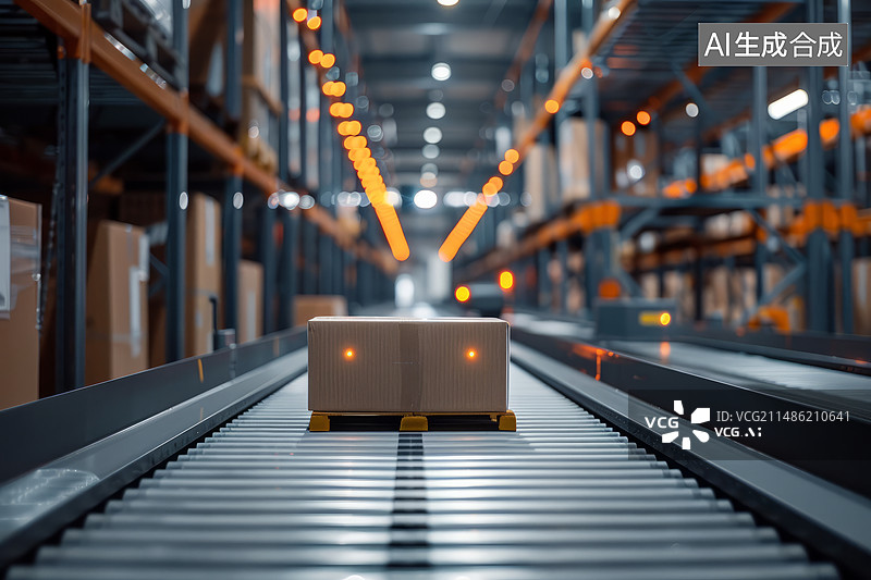 【AI数字艺术】自动化仓库中的运输系统图片素材