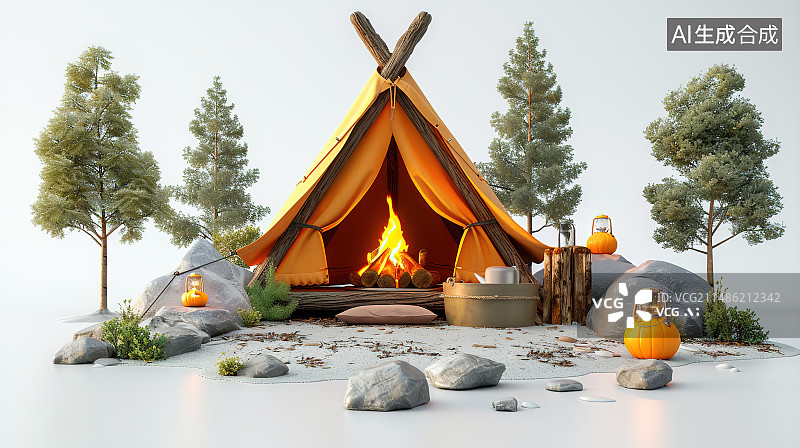 【AI数字艺术】雪地里的帐篷图片素材