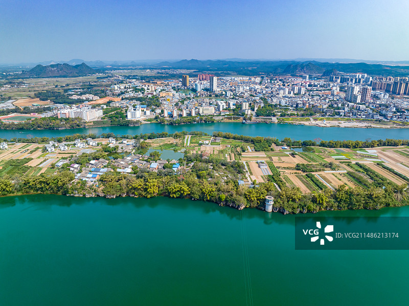 广西崇左扶绥左江航拍风光图片素材