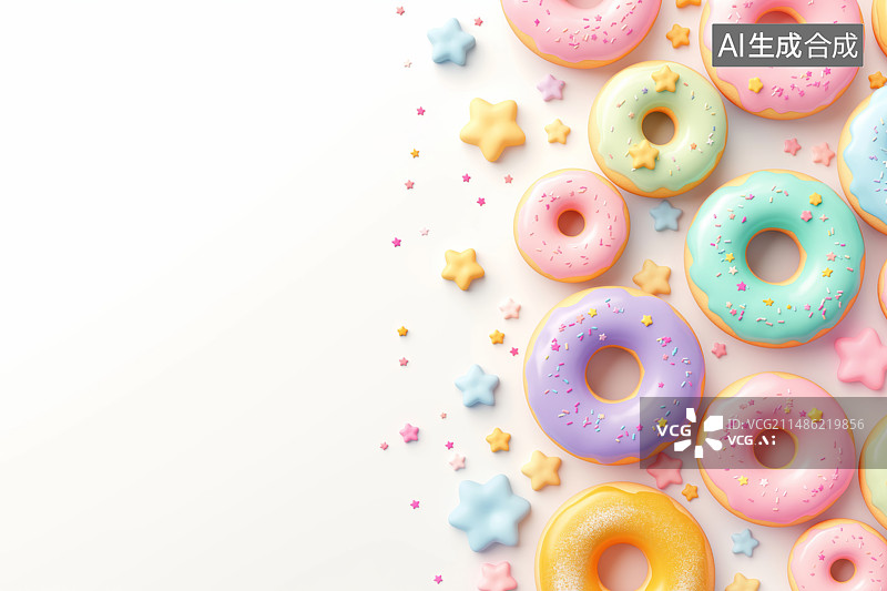 【AI数字艺术】白色背景上的彩色甜甜圈图片素材