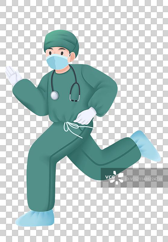 卡通职业之急诊科医生插画元素图片素材