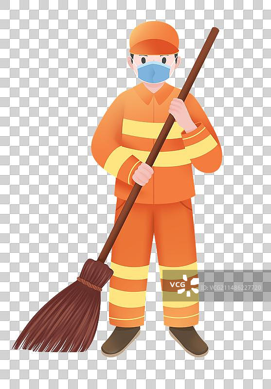职业卡通之清洁工插画元素图片素材