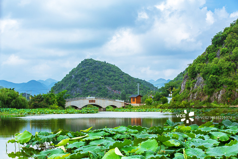 中国云南省文山州丘北县，普者黑风景区自然景观图片素材