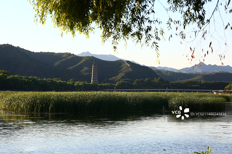 河北承德武烈河湿地与避暑山庄永佑寺舍利塔图片素材