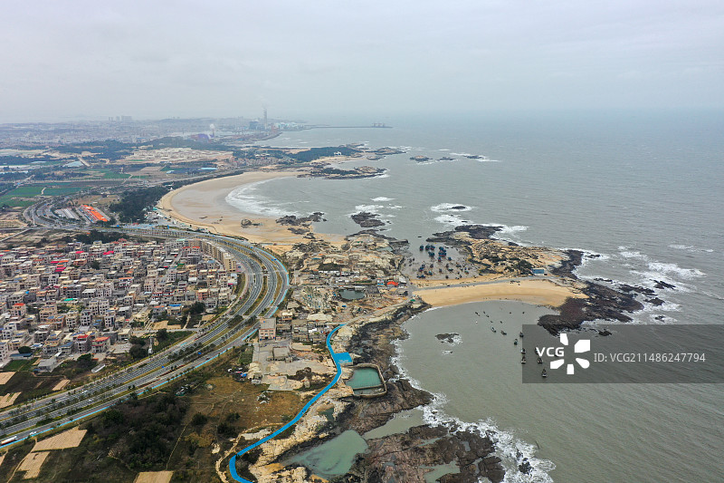 航拍泉州石狮市海边风光图片素材