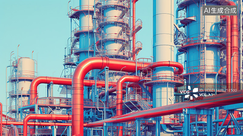 【AI数字艺术】建设中的工业设施图片素材