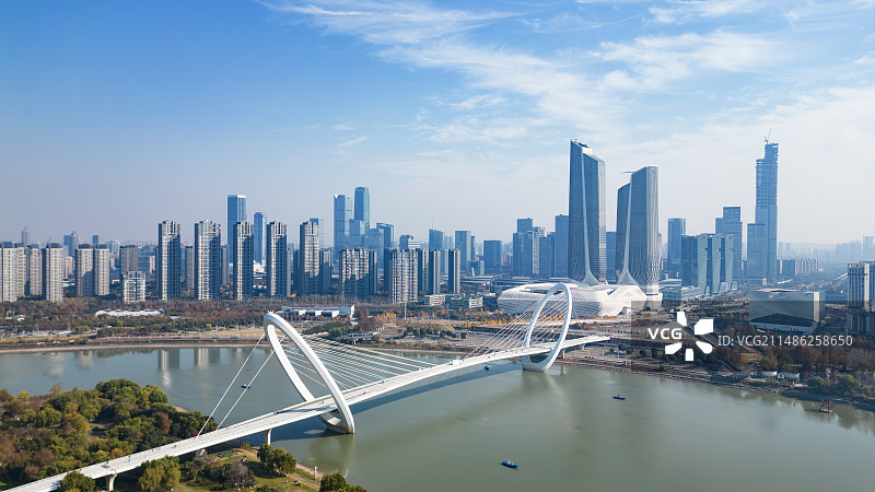 航拍南京眼步行桥图片素材