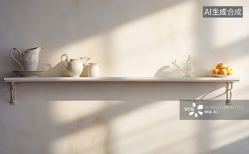 【AI数字艺术】家里靠墙的桌子上的花瓶特写镜头图片素材