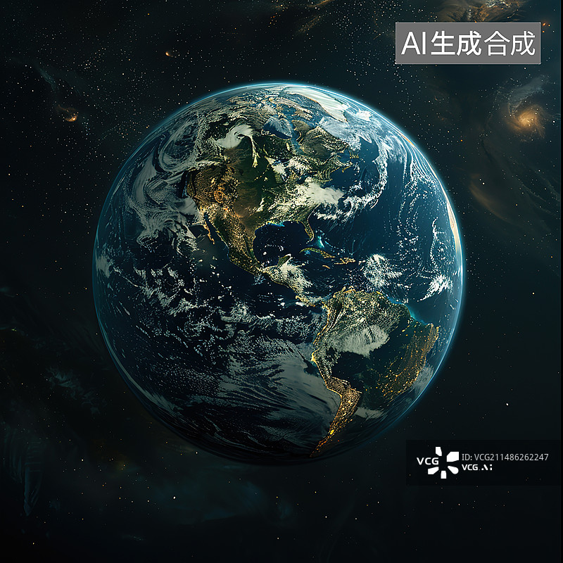 【AI数字艺术】宇宙星空中的地球图片素材