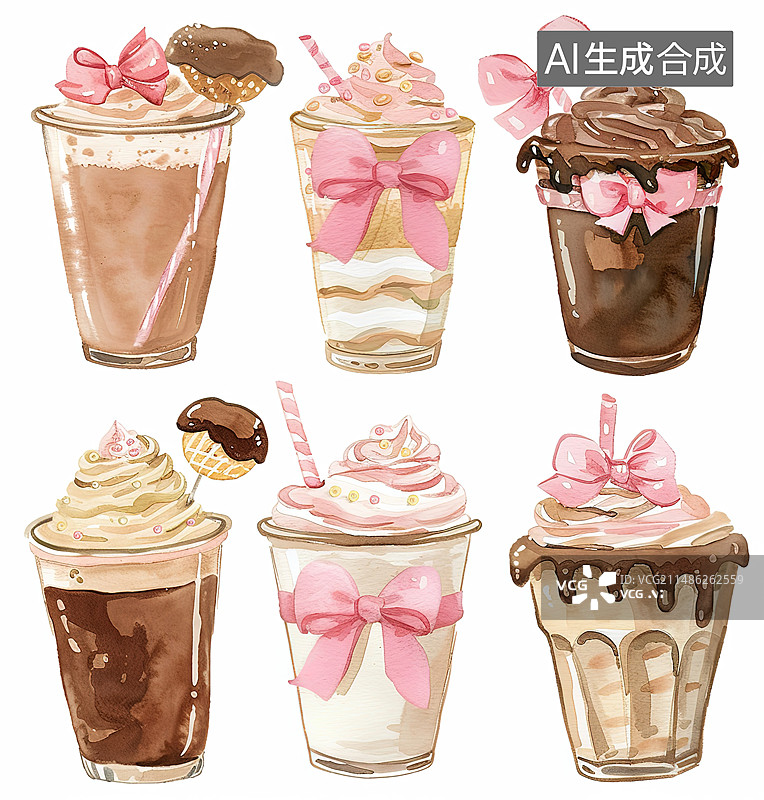 【AI数字艺术】白色背景下的甜食特写镜头图片素材