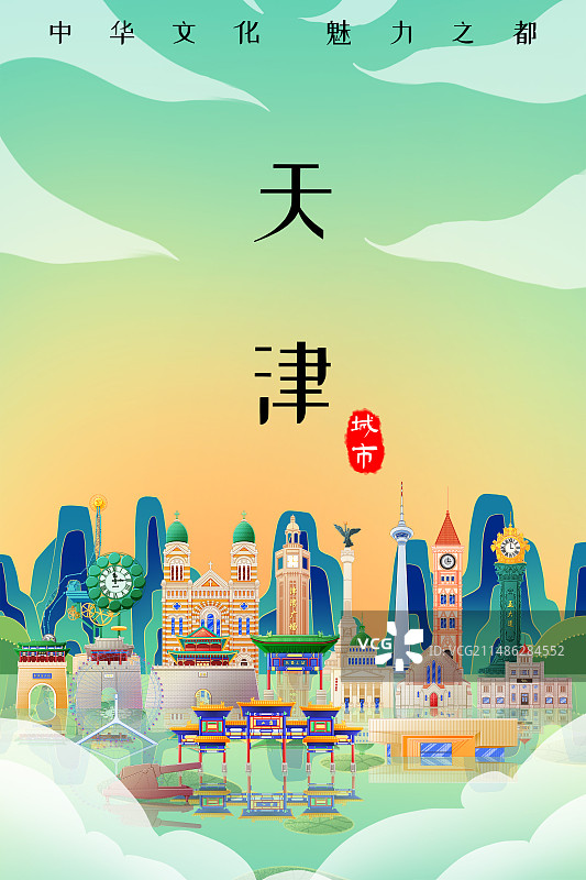 天津旅游景点建筑图片素材
