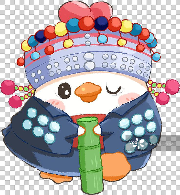 五十六民族Q版鸭子插画-哈尼族图片素材