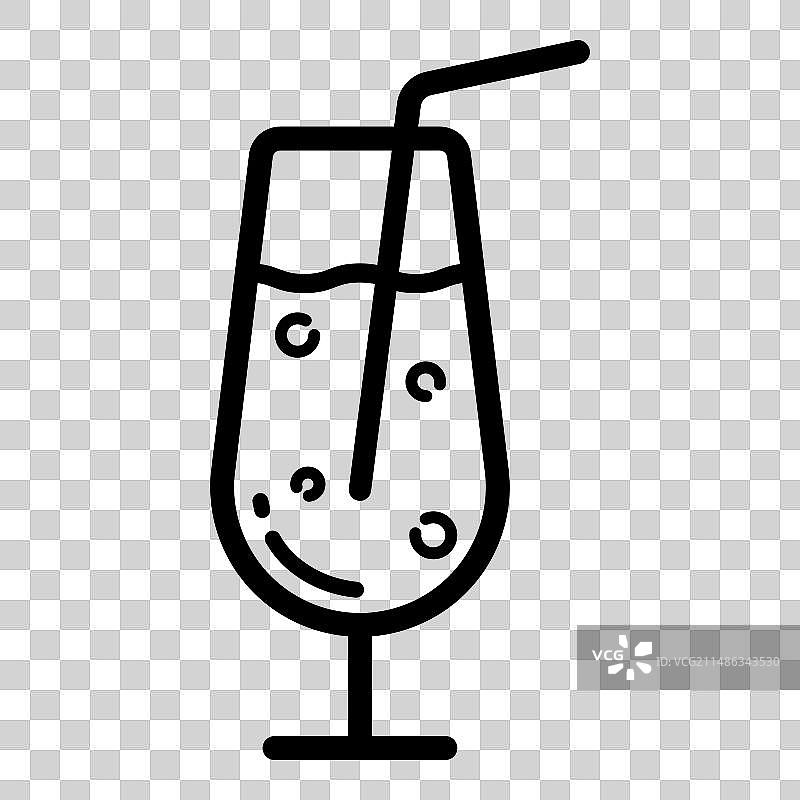 白色背景上隔离的扁平风格香槟酒杯图标图片素材