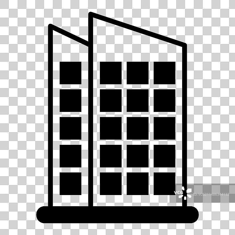 白色背景上的扁平风格办公楼图标图片素材