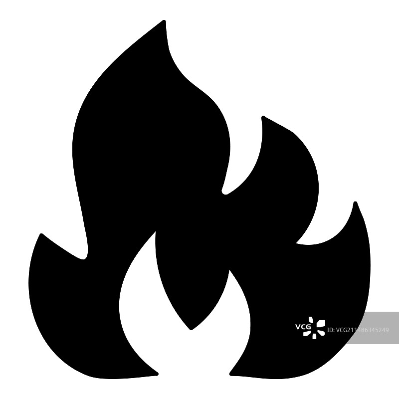 白色背景上的火焰篝火扁平图标图片素材