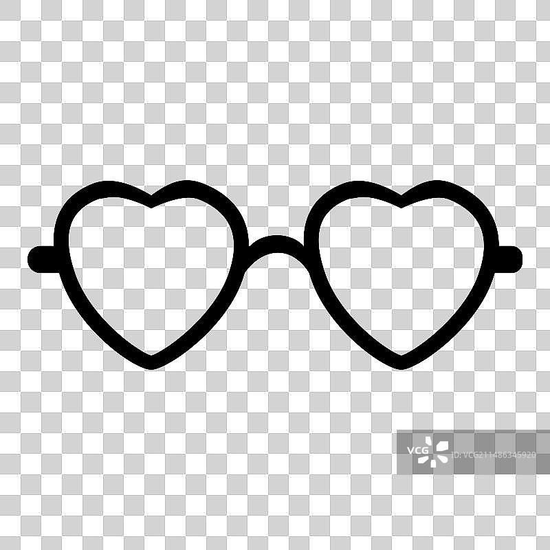 白色背景上的心形眼镜扁平图标图片素材