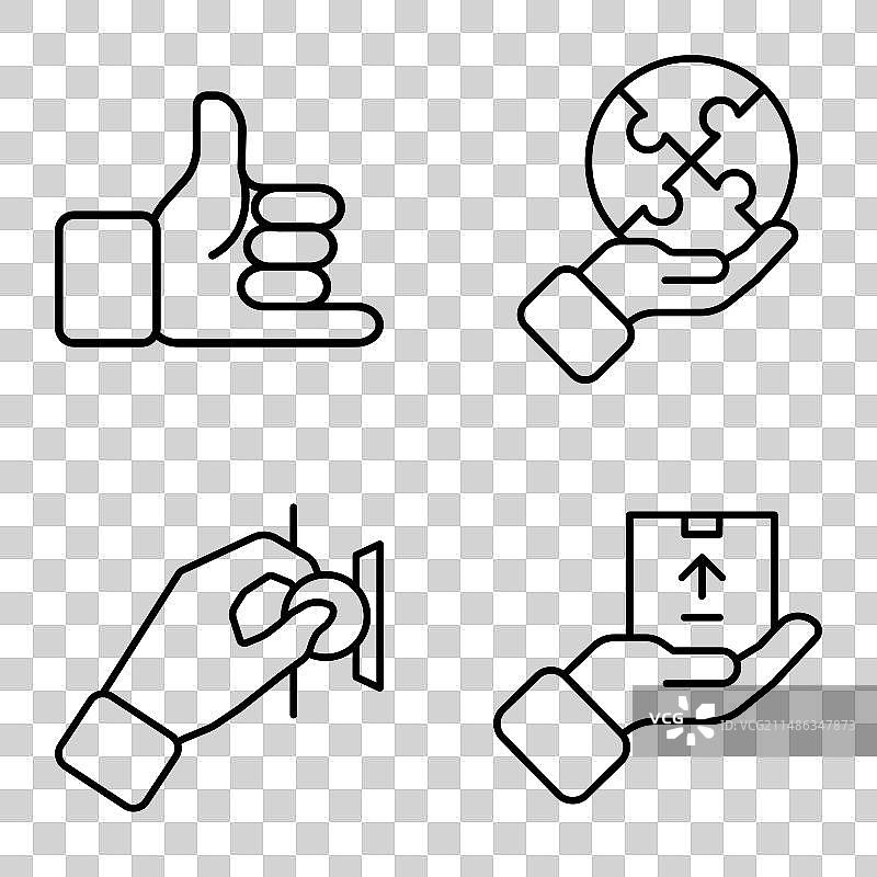 所有手势扁平图标集合，白色背景图片素材