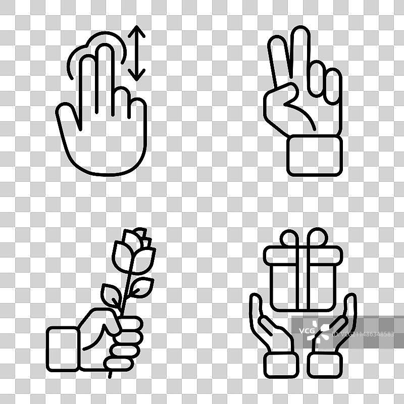 所有手势扁平图标集合，白色背景图片素材