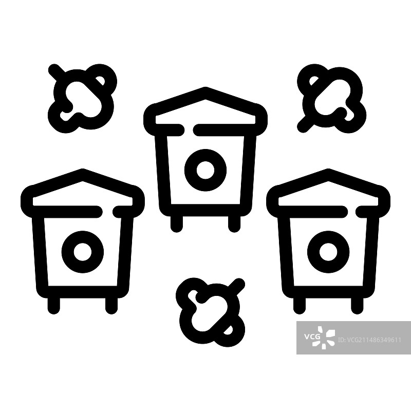 白色背景上的蜂箱扁平图标图片素材